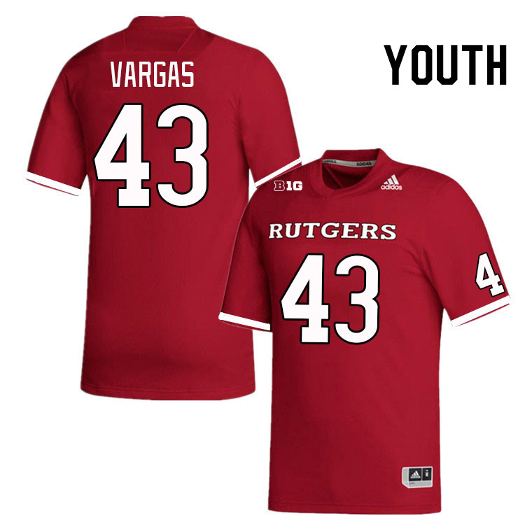 Youth #43 Andrew Vargas Rutgers Scarlet Knights College Football Jerseys Stitched Sale-Scarlet
